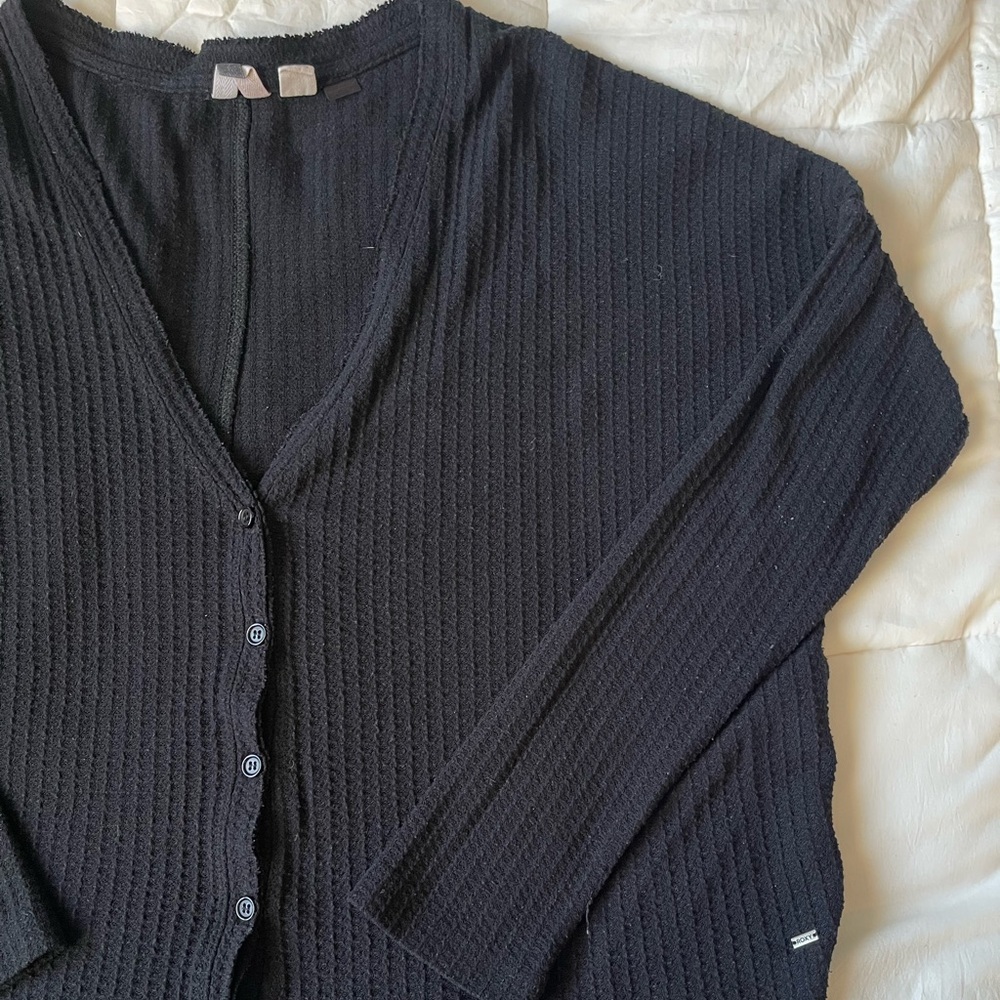 Women’s Roxy Black Button-Up Cardigan - Picture 2 of 8